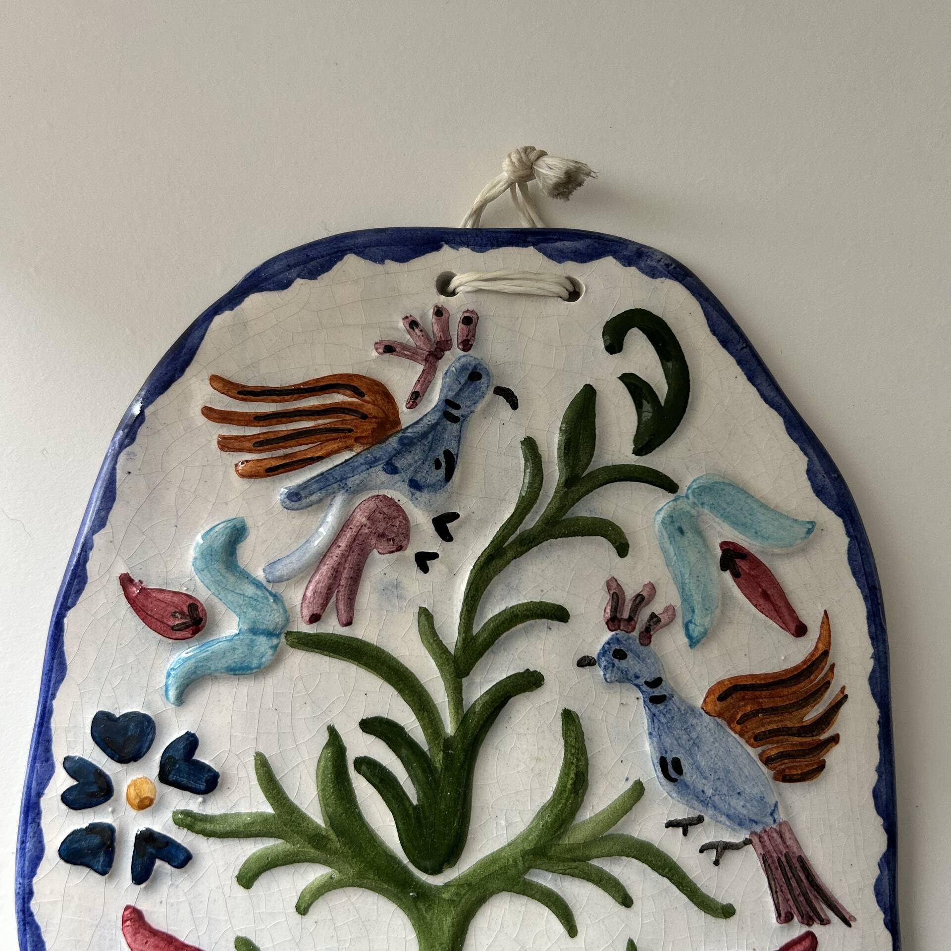 Plaque en céramique décor oiseaux