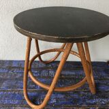 Gueridon, vintage two-coloured rattan coffee table