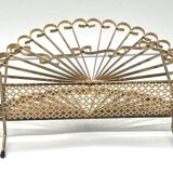Vintage Magazine Rack in Gold Metal