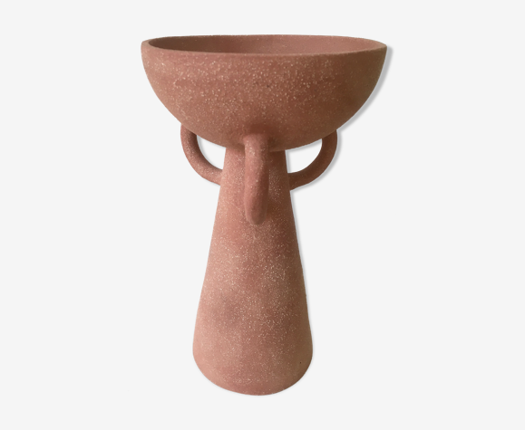 Vase anses en grès brut chamotté - céramique artisanale