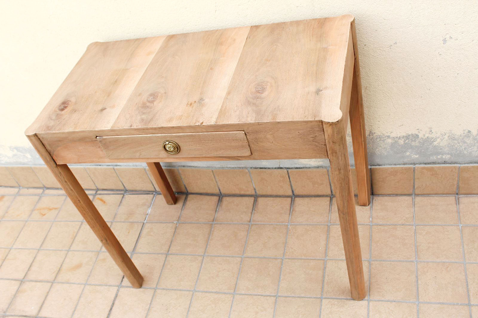 Table in beech wood slab Italy 50s