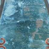 Old stained glass window in the Middle Ages style