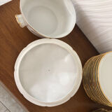 Tableware service 40 pieces in white and gilded porcelain CG Cie France Limoges