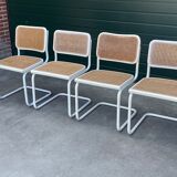 Set of 4 Cesca b32 model chairs in white by Marcel Breuer