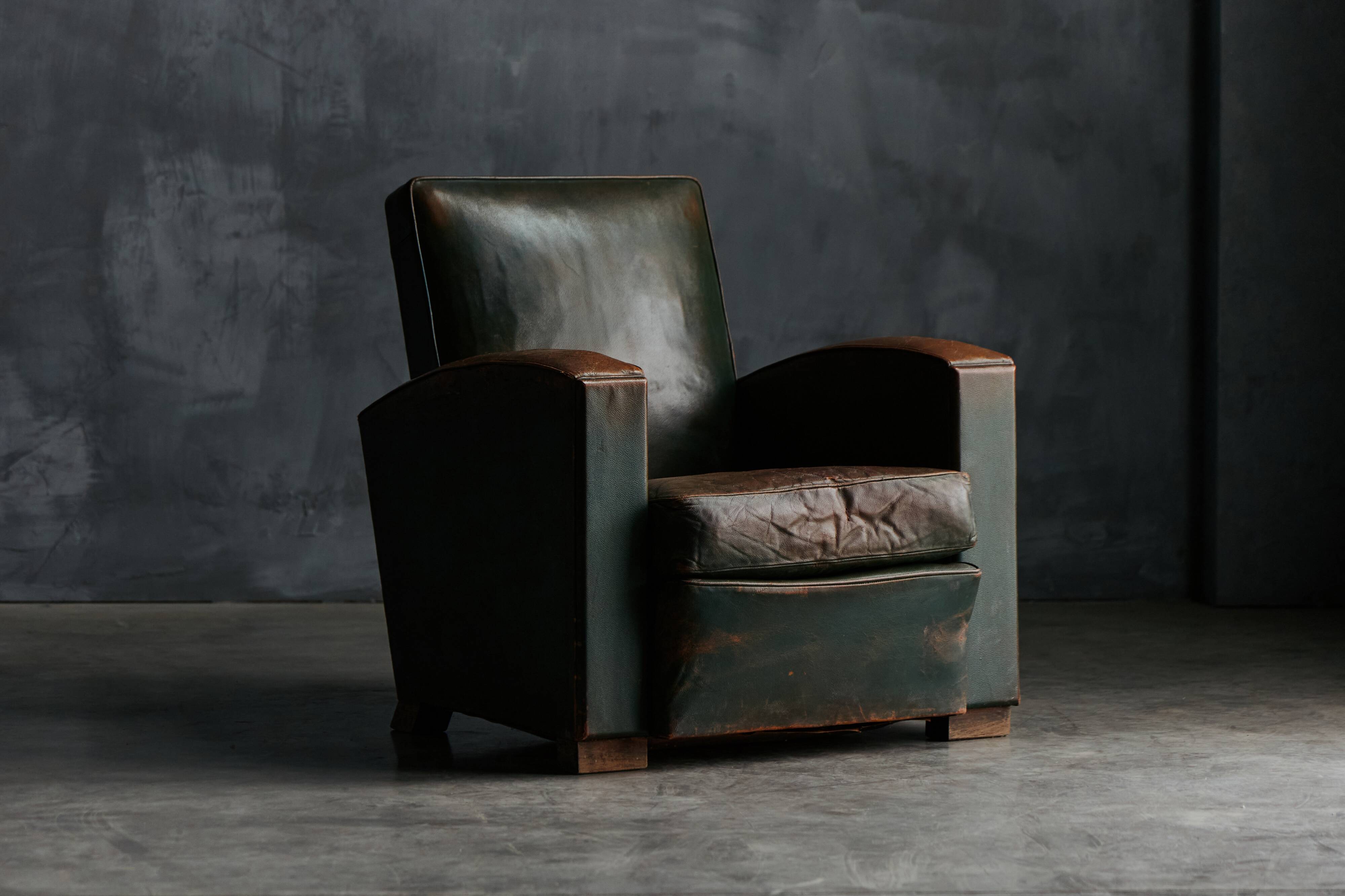 Art Deco Leather Club Chairs, France, 1930s