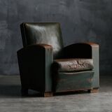 Art Deco Leather Club Chairs, France, 1930s