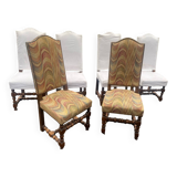6 chaises Louis XIII en noyer