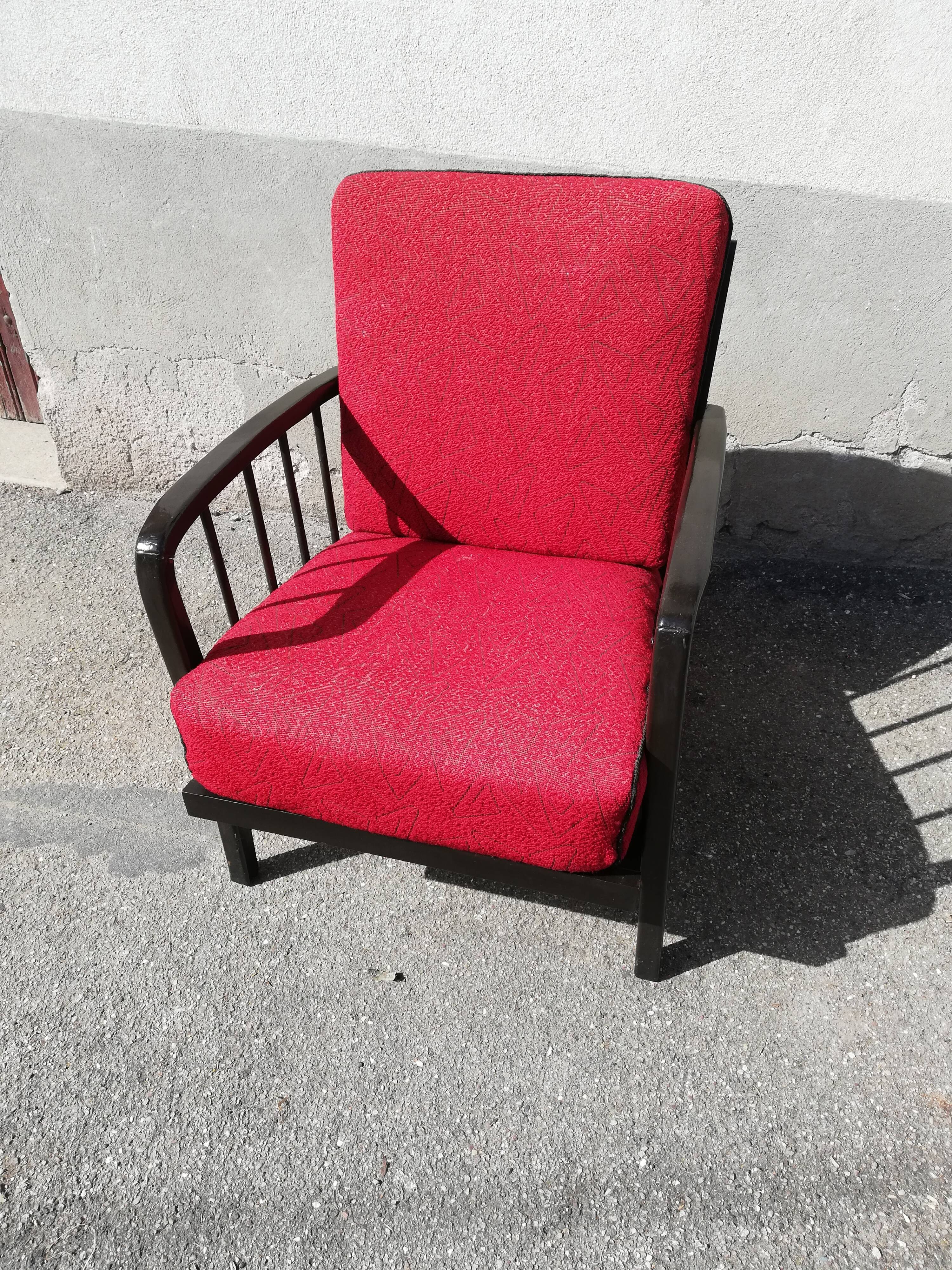 Armchair years 50 red fabric