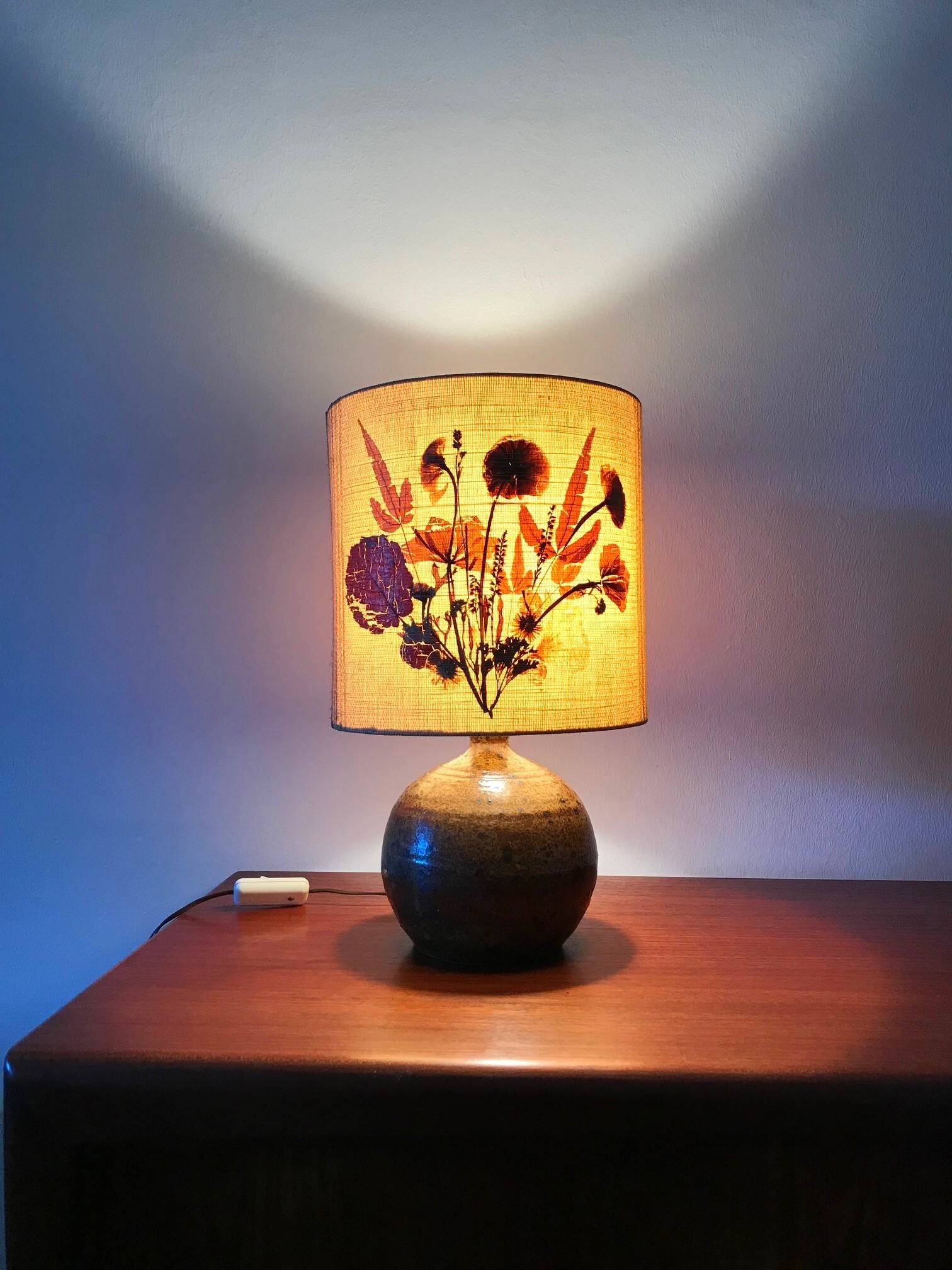 Vintage pyrite stoneware lamp from the 70s