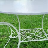 Garden furniture tin forge blanc 1 table and 2 armchairs