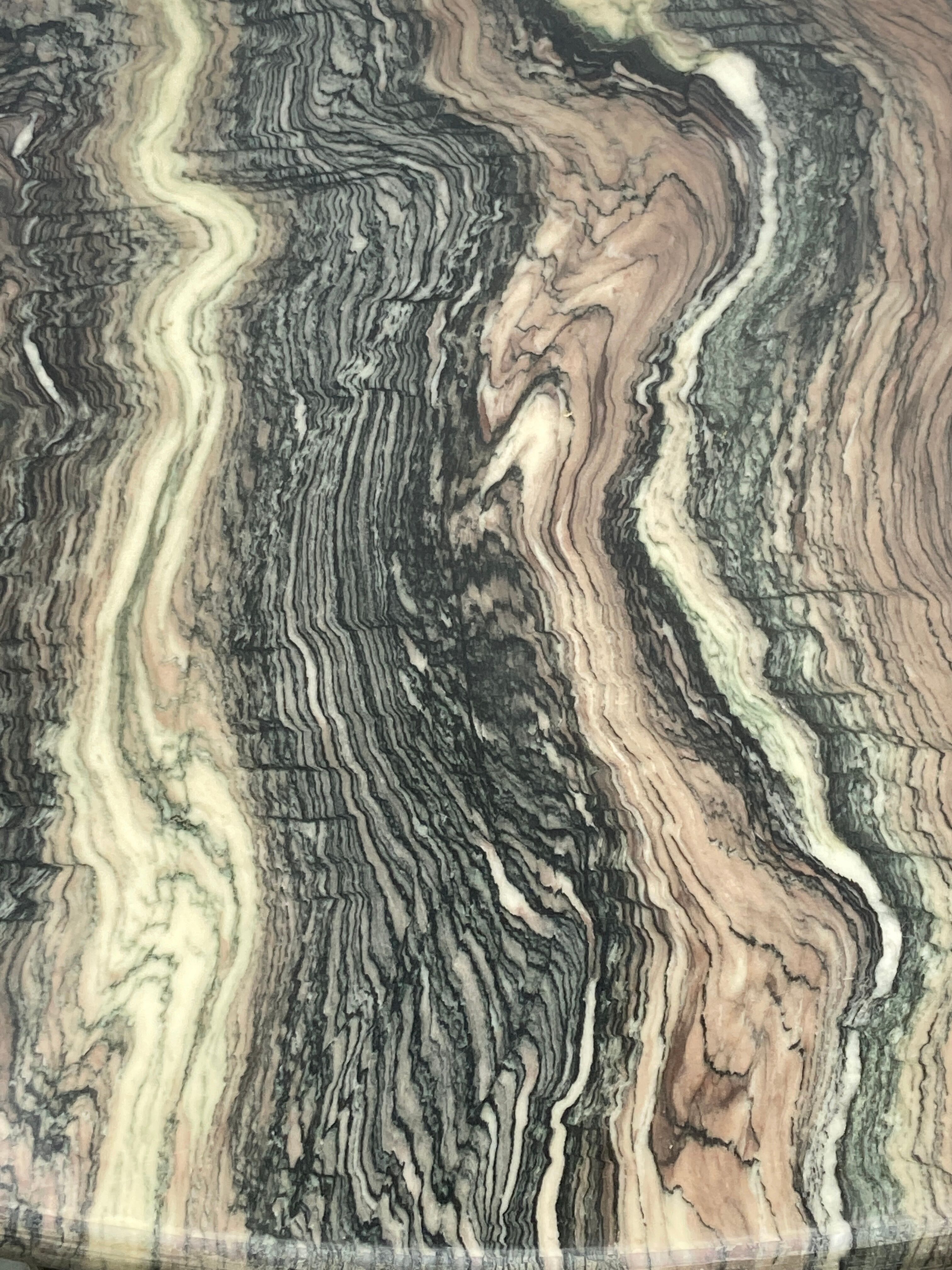 Cipollino marble kidney oval side table, Italy