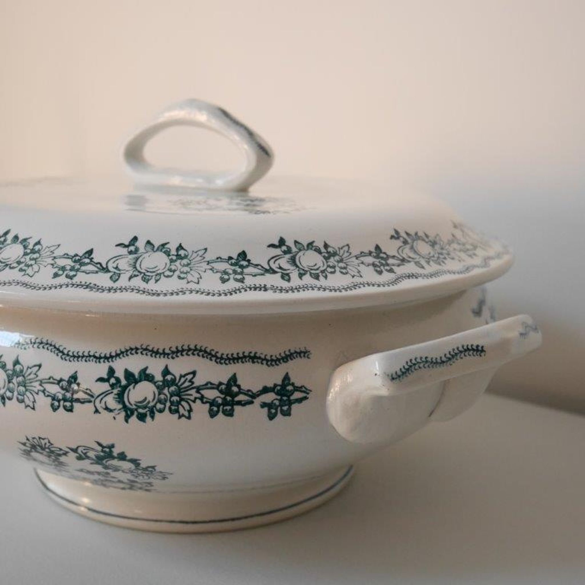Soup bowl Saint Amand, green pattern - model 4025