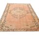 Tapis vintage rose poudré fait main en laine, style oriental doux