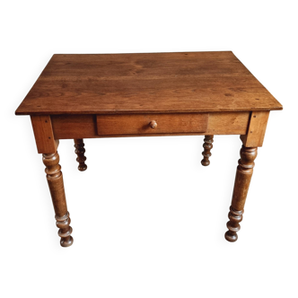 Table Vintage Française | Années 1950 | Chêne & Hêtre | Avec Tiroir