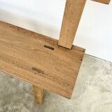 Natural solid oak backrest bench