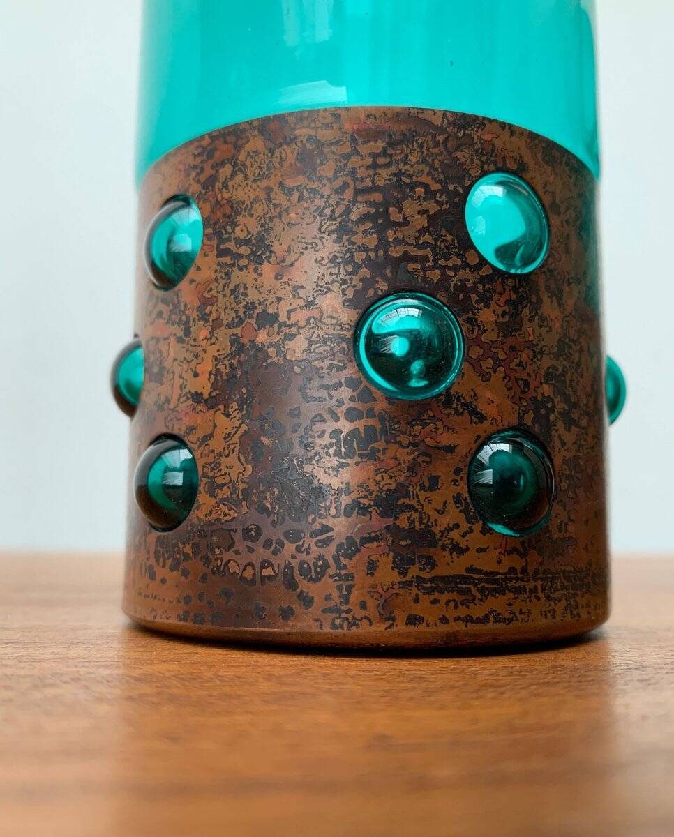 Drinking glasses in green glass and copper in mid-century style by Nanny Still, 1960s, set of 5.