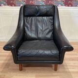 Scandinavian design armchair Aage Christiansen black leather 1950