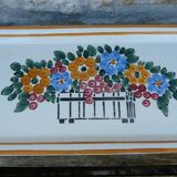 Vintage Long Ceramic Dish Art Deco Flowers