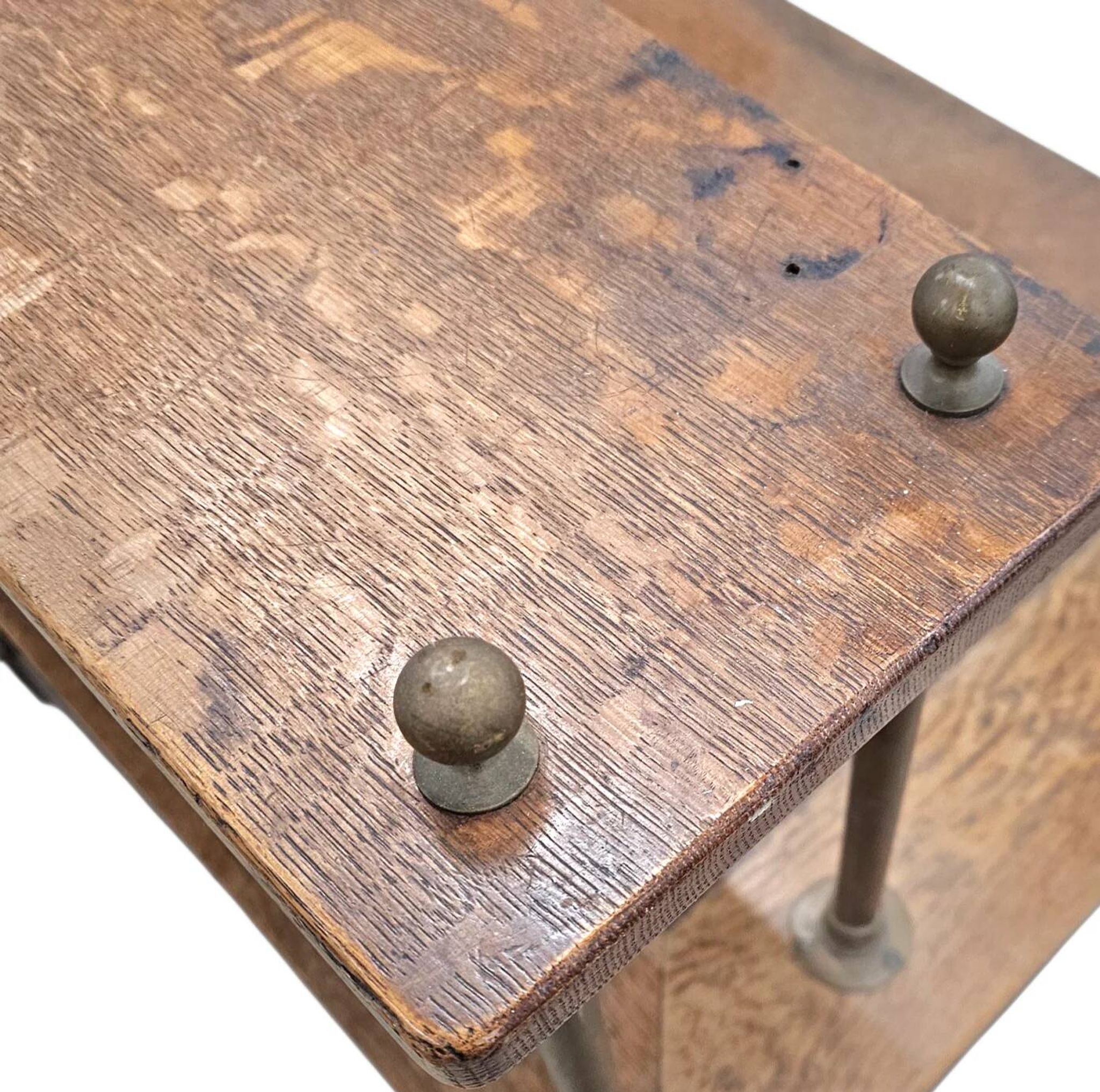 Victorian oak desk / Bin or drawer cup pull by P. & F. Corbin / 1895