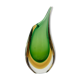Asymmetrical vase in green and orange sommerso Murano glass