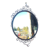 Vintage wrought iron round mirror