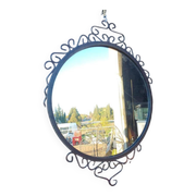 Vintage wrought iron round mirror