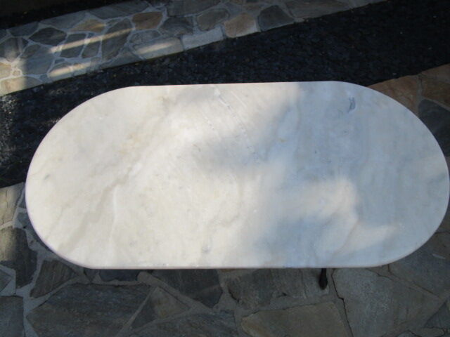 Antique marble bistro table and cast iron foot