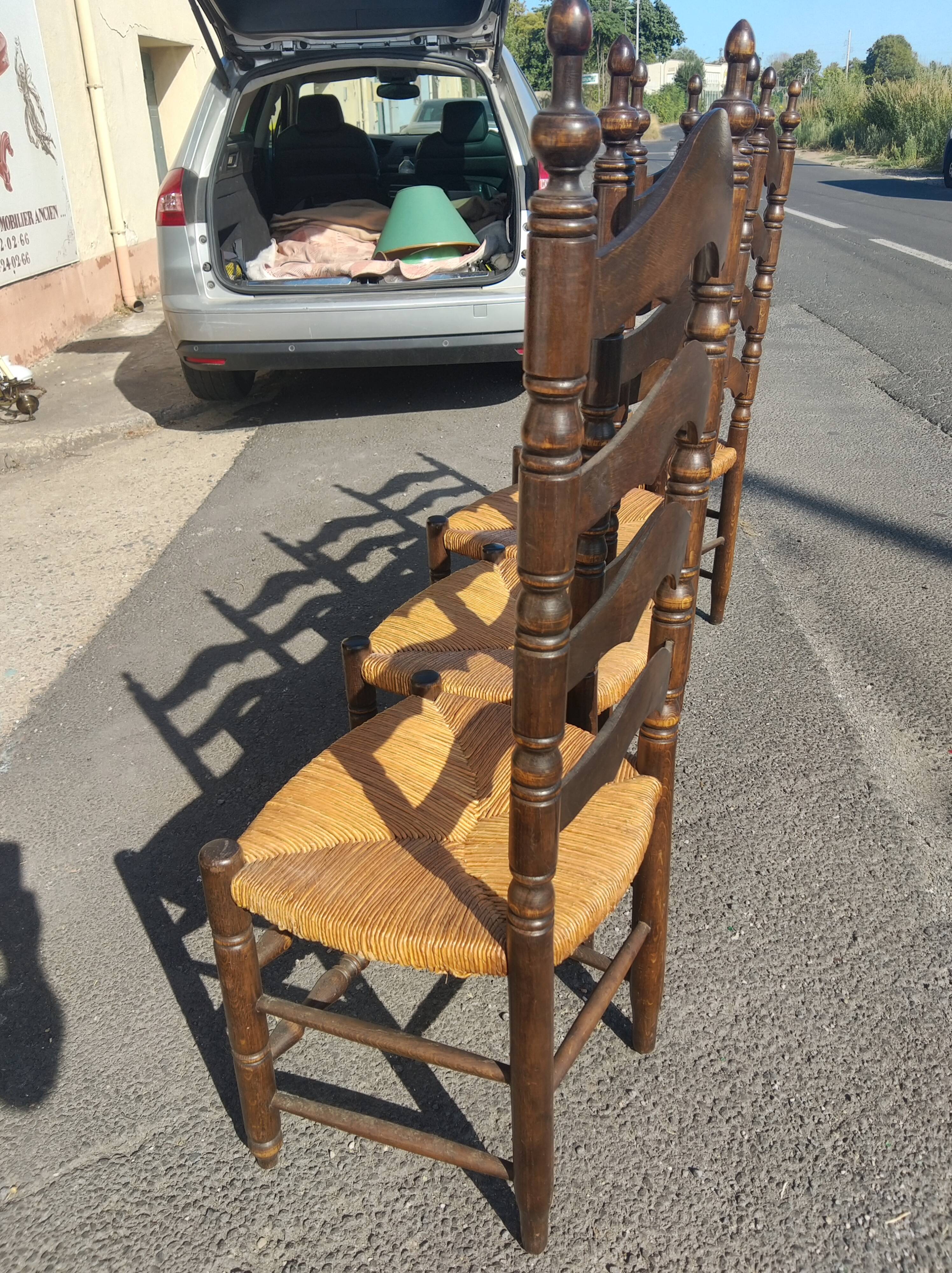 Set of 4 oak chairs with high backs
