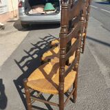 Series of 4 high-backed oak chairs
