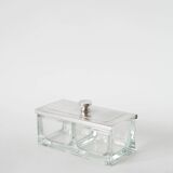 Silver-plated and glass condiment pot, 1930