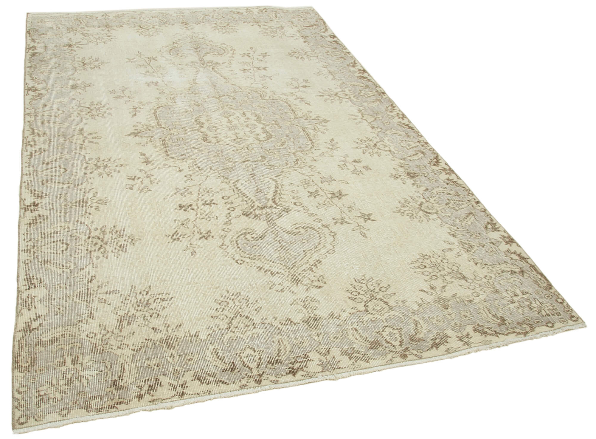 Handmade vintage oriental beige carpet 162 cm x 256 cm