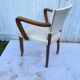 Art deco bridge armchair skai ivory white and solid wood 1930s