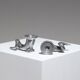 Pair of Horn Silver-Plated Candlesticks, 1960s