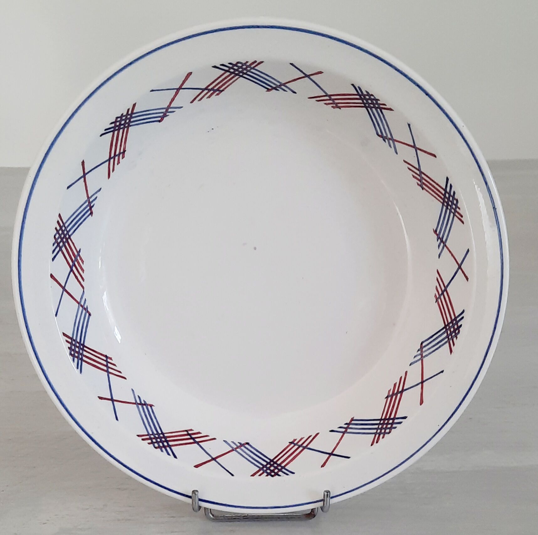 Hollow round earthenware dish Digoin Sarreguemines model Salies vintage