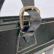 Black Leather Quilted Magazine Holder with Brass Loop Handle. Work