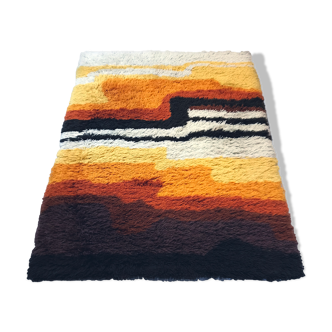 Desso 70 carpet in orange wool yellow pop art, Dutch modernist rug of the 1960s 1970s