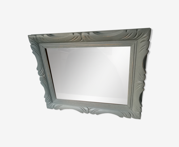 Miroir patiné en gris 52x42cm