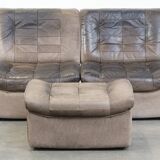 Grey leather elements design sofa 2 elements + footstool