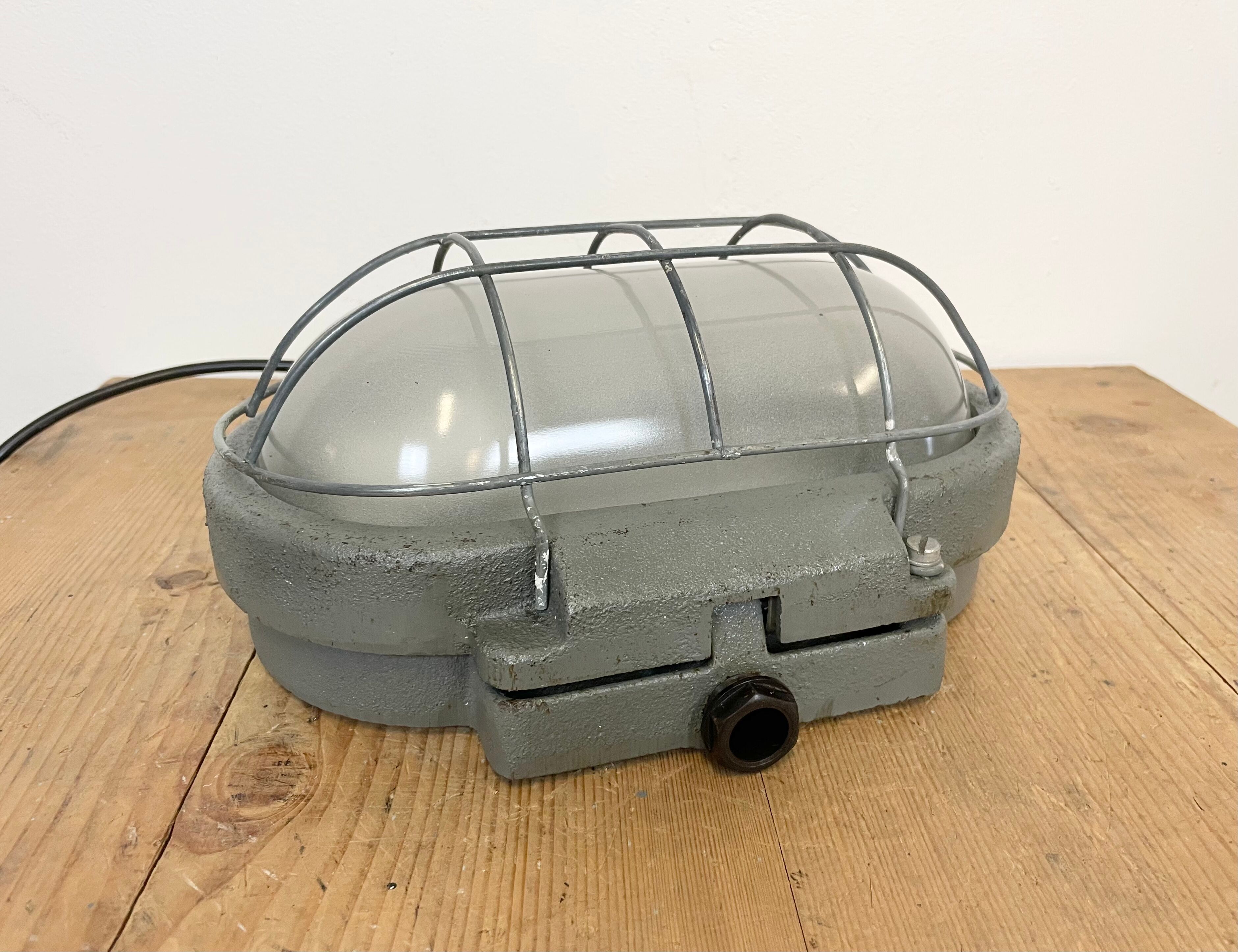 Grey Industrial Cast Iron Wall Lamp from Elektrosvit, 1960s