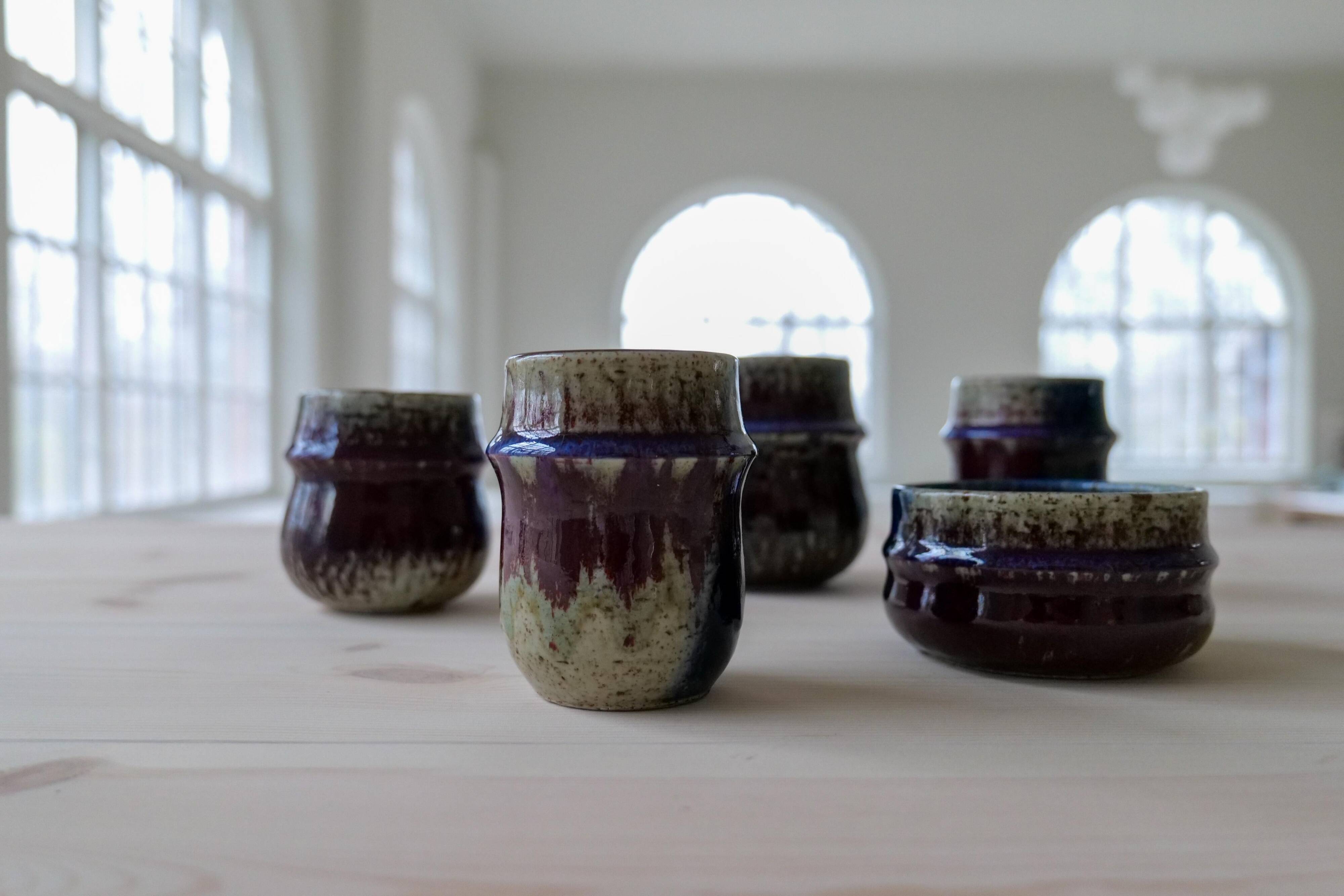 5 Pièces en Grès Rörstrand Sylvia Leuchovius, années 1970