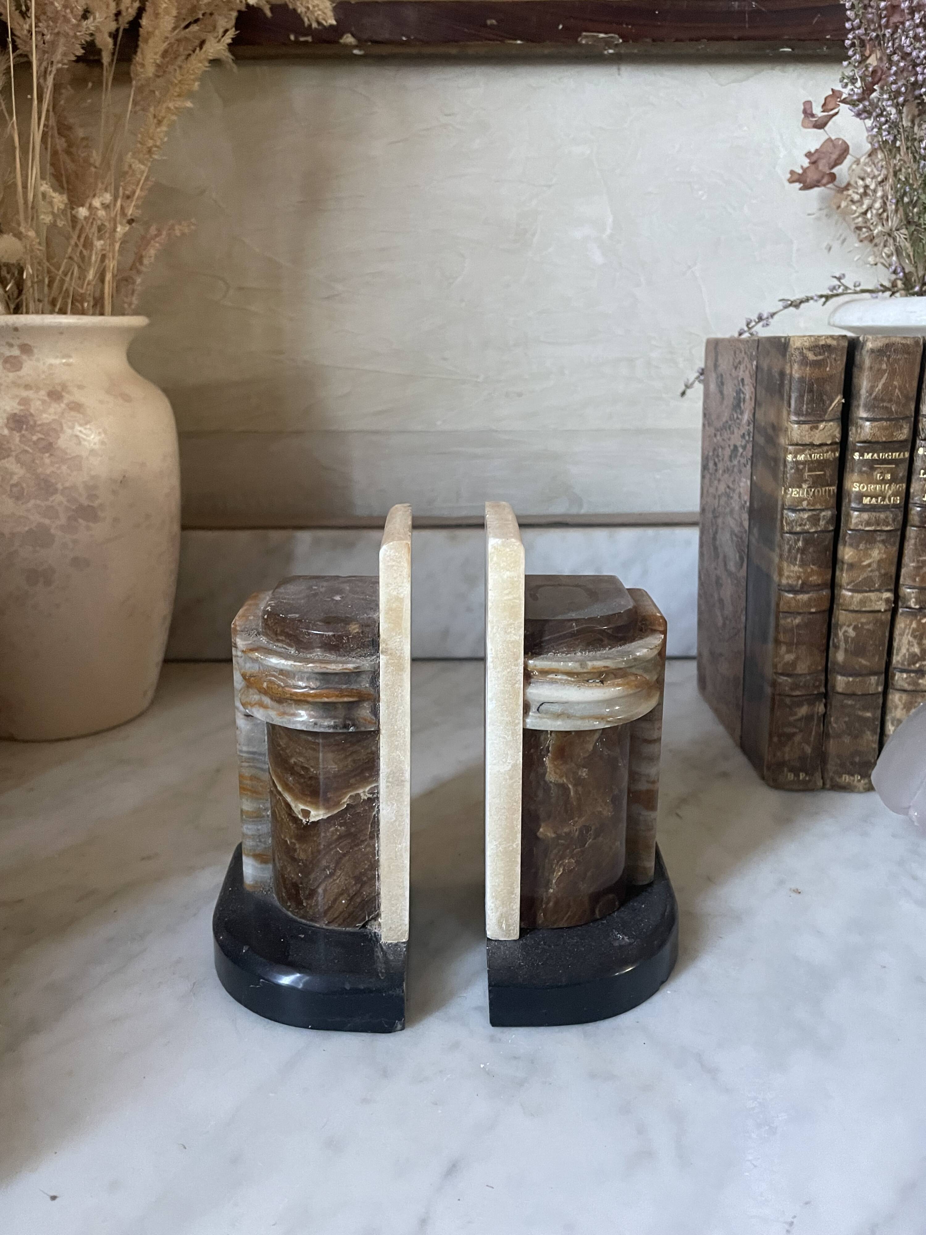 Art Deco pair of onyx bookends