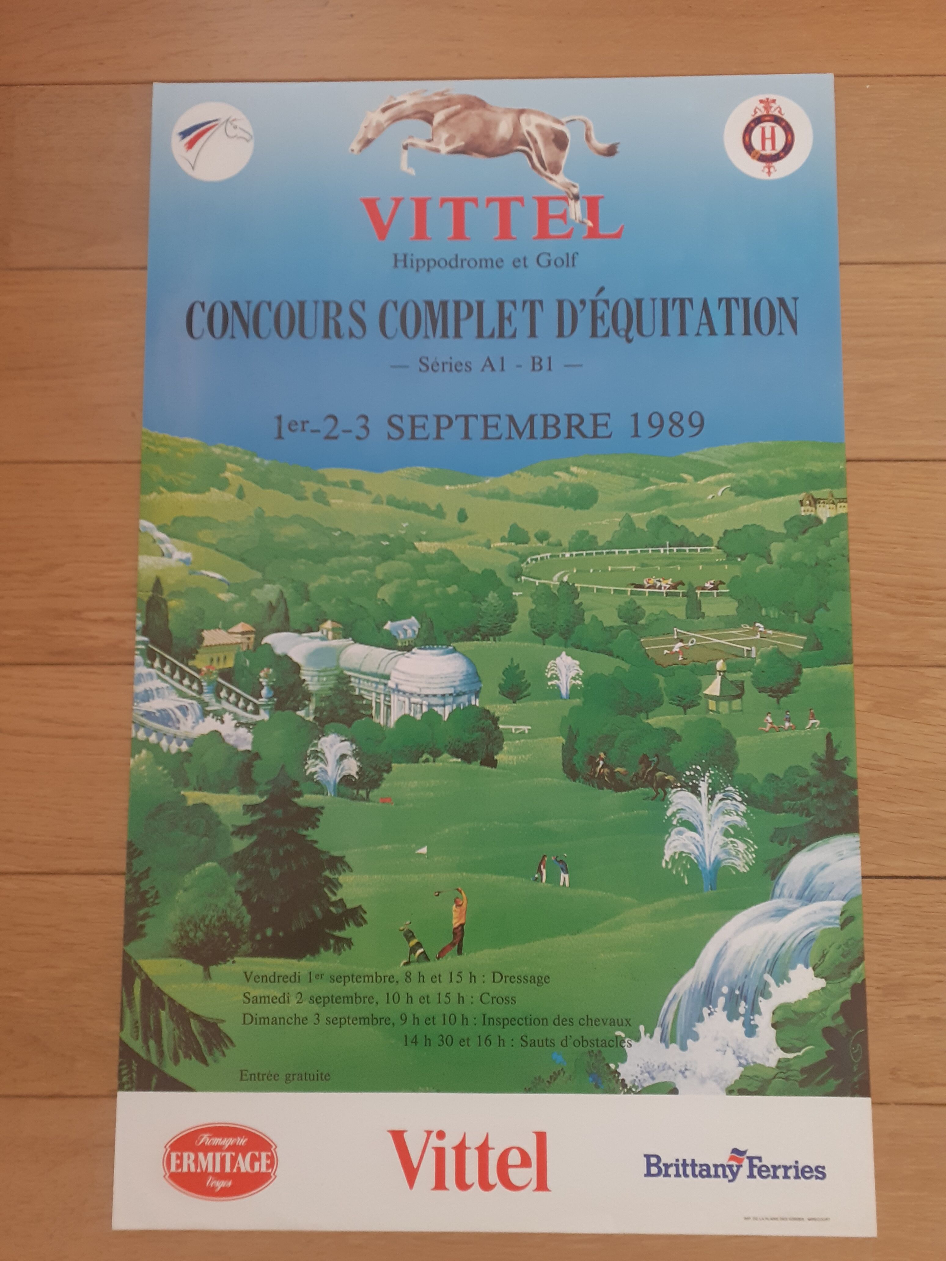 Affiche Vittel équitation golf 1989