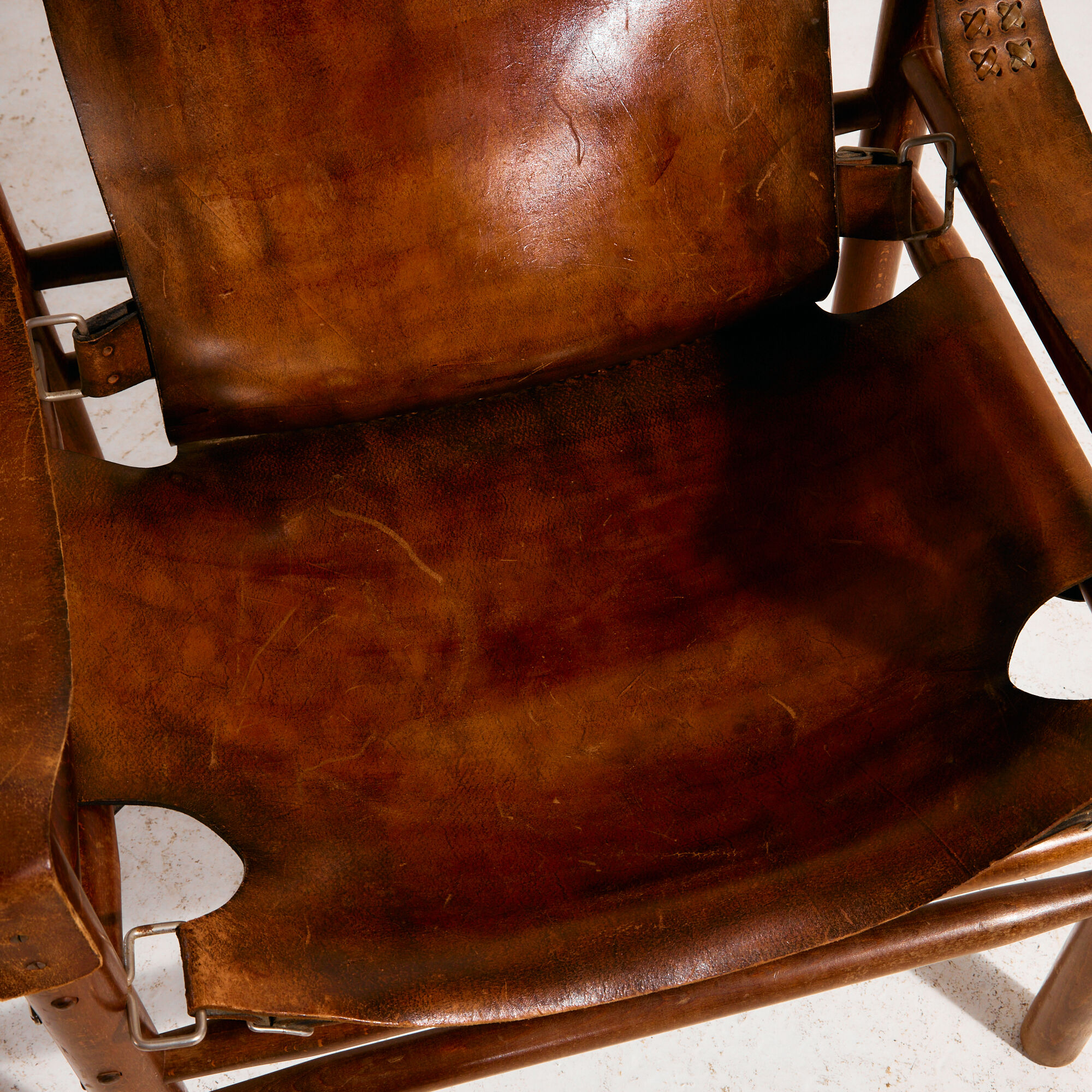 Hungarian calf leather lounge chair and ottoman, set of 2