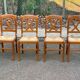 4 medium beech solid wood chairs with rush seats in Louis Philippe style