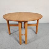 Beech dining table with extensions, 80s