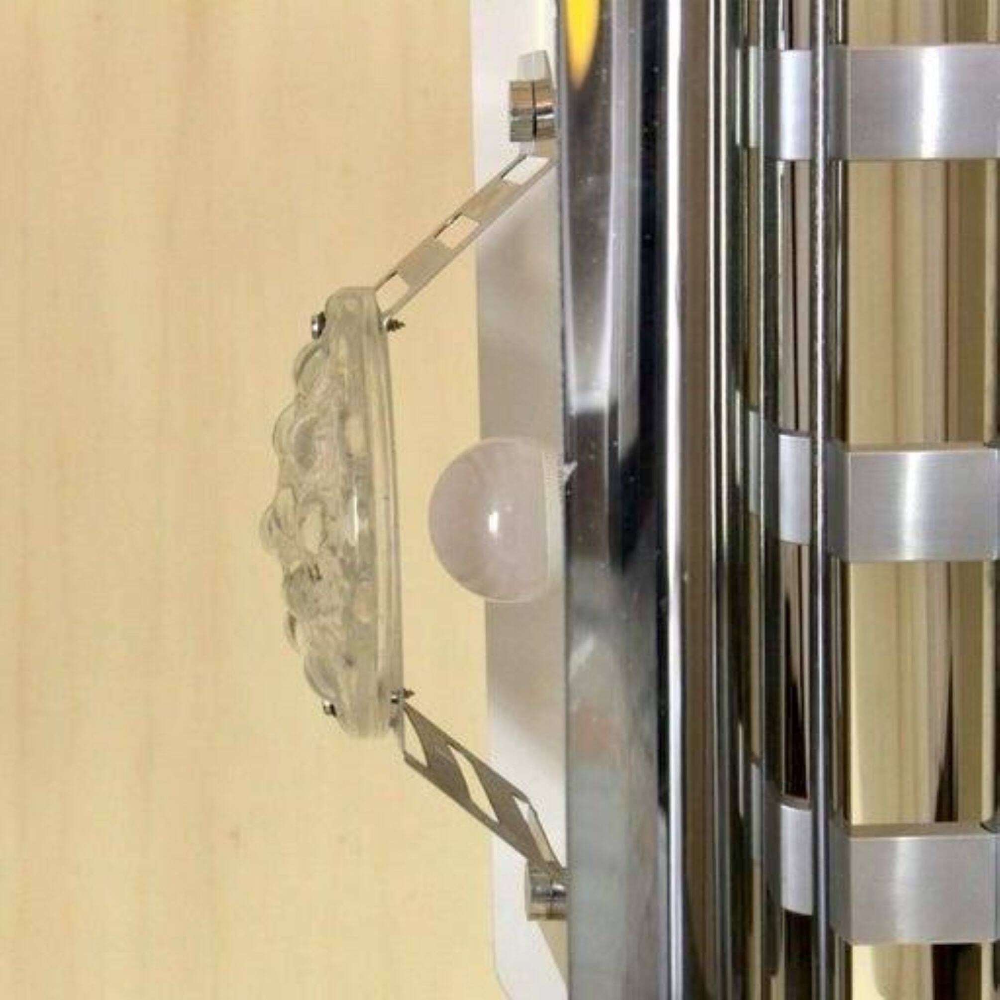 1970s Space Age Chromed Pendant Lamp by AV Mazzega, Murano Glass