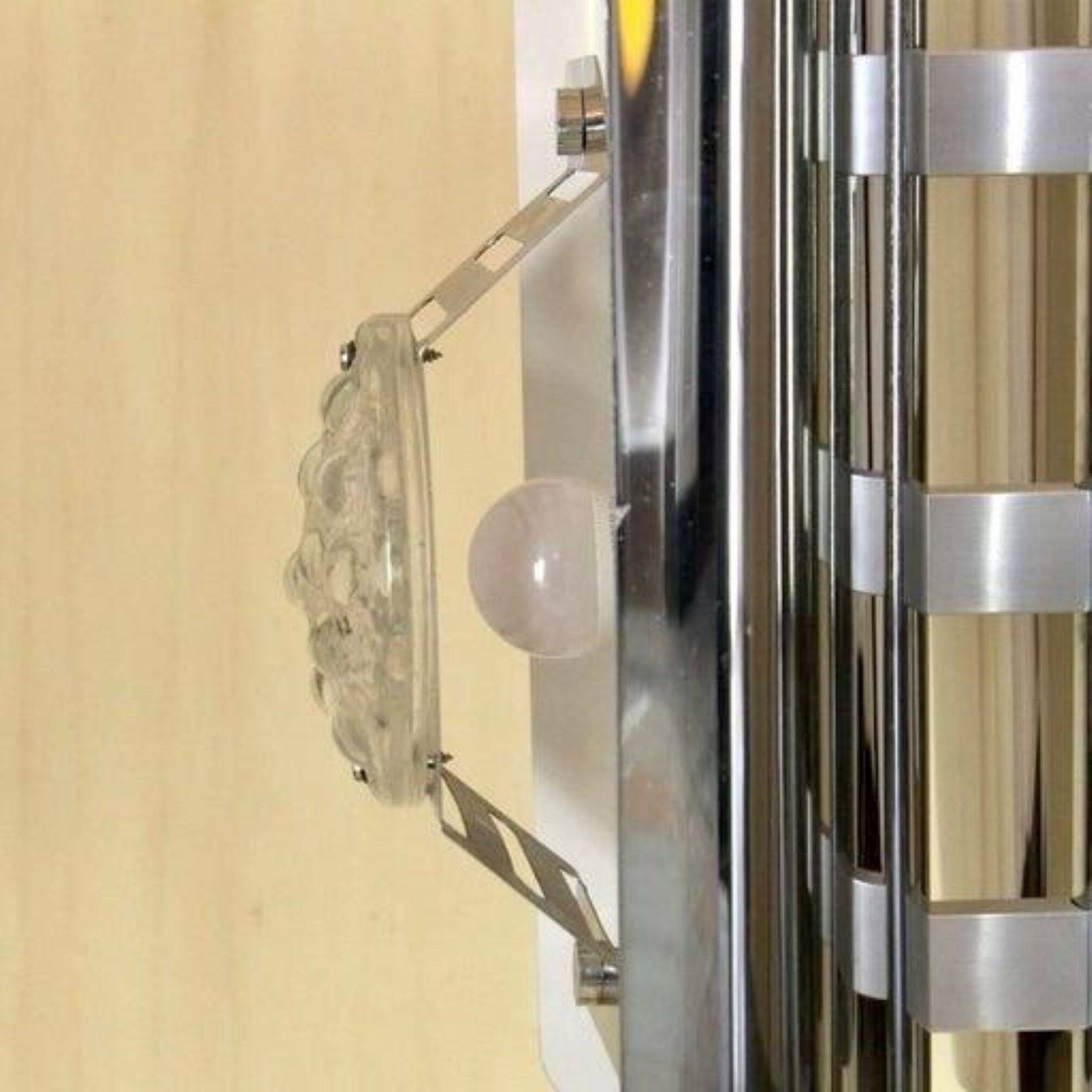 1970s Space Age Chromed Pendant Lamp by AV Mazzega, Murano Glass