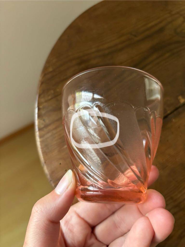 Set of 7 vintage pink Véréco Torsades glasses
