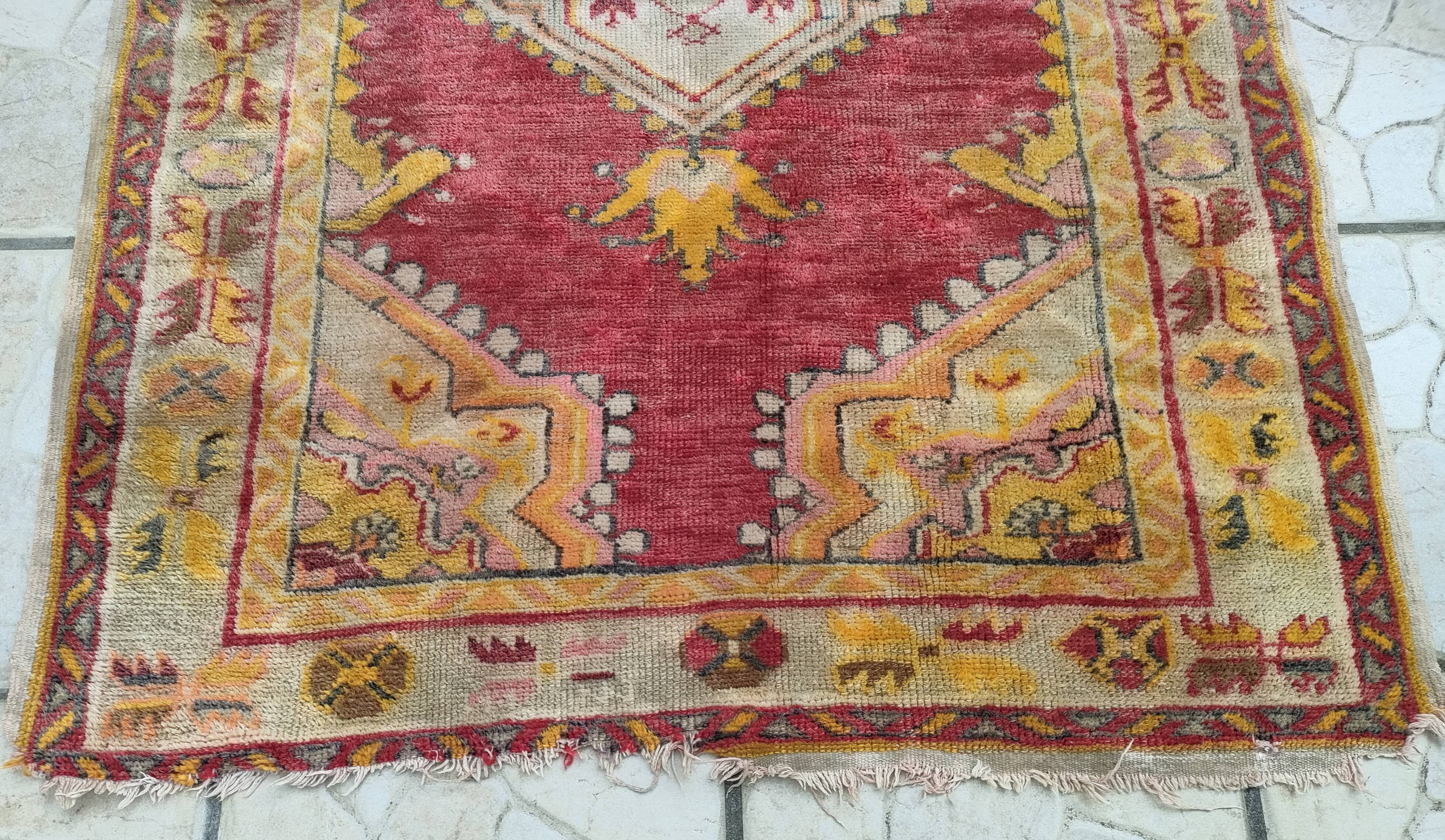 Tapis patiné orient laine fait mai 166 cm x 95 cm