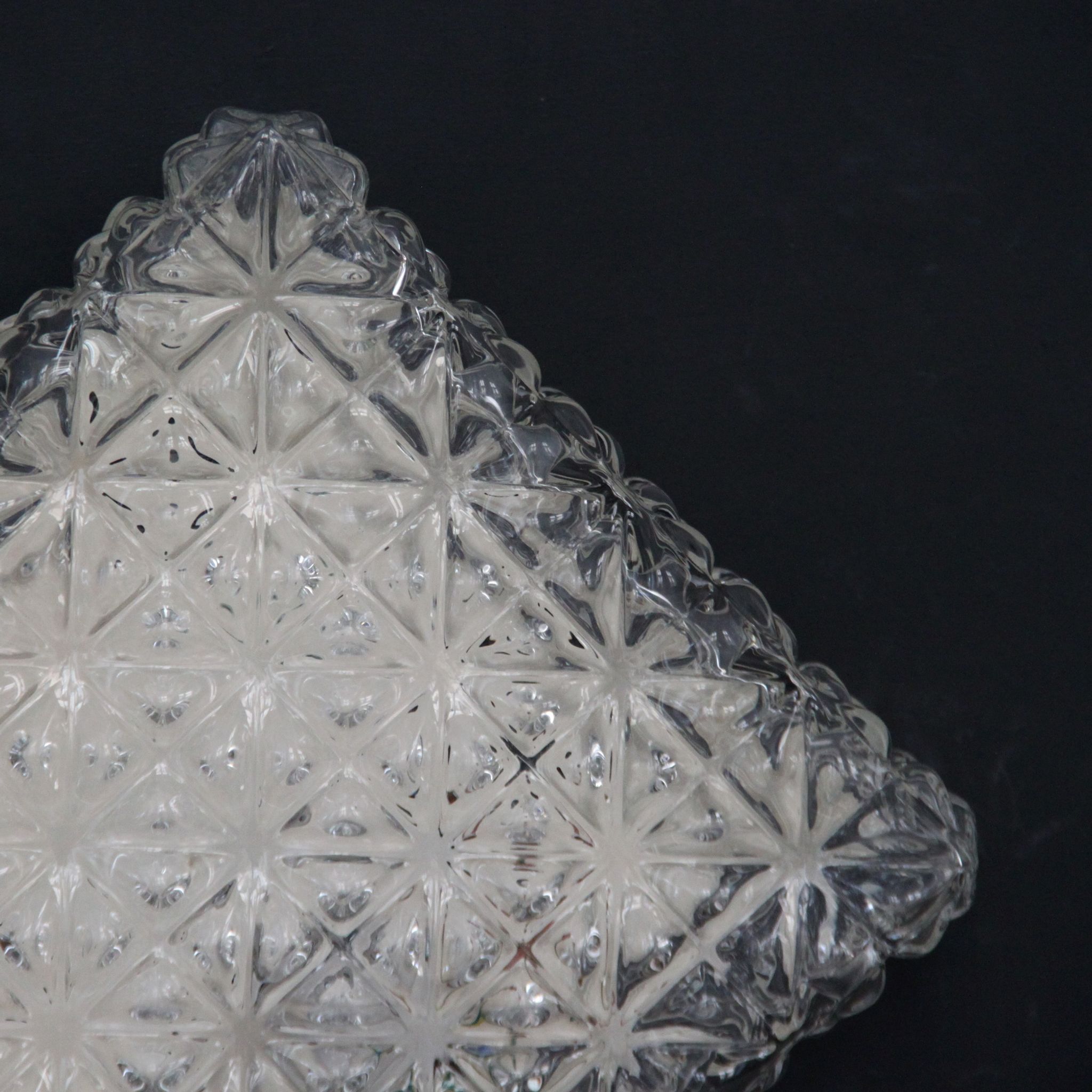 Square ceiling light in old glass thick, 70s
